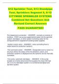 S12 Sprinkler Test, S13 Standpipe  Test, Sprinklers Segment 5, S-12  CITYWIDE SPRINKLER SYSTEMS Combined Set Questions And  Revised Correct Answers  PASS GUARANTEE!!