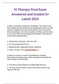 IV Therapy Final Exam Answered and Graded A+ Latest 2024