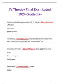 IV Therapy Final Exam Latest 2024 Graded A+