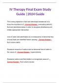 IV Therapy Final Exam Study Guide |2024 Guide
