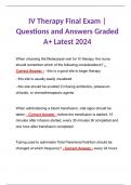IV Therapy Final Exam | Questions and Answers Graded A+ Latest 2024