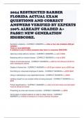 2024 RESTRICTED BARBER FLORIDA ACTUAL EXAM QUESTIONS AND CORRECT ANSWERS VERIFIED BY EXPERTS 100&percnt; ALREADY GRADED A&plus; PASS&excl;&excl;&excl; NEW GENERATION HIGHSCORE&period;