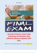 ServSafe Manager Practice Exam 2021 Study Guide Review Containing 180 Terms with Certified Answers Updated 2024-2025. 