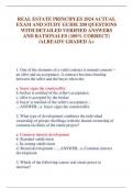 REAL ESTATE PRINCIPLES 2024 ACTUAL  EXAM AND STUDY GUIDE 200 QUESTIONS  WITH DETAILED VERIFIED ANSWERS  AND RATIONALES &lpar;100&percnt; CORRECT&rpar;  &sol;ALREADY GRADED A&plus;