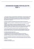ADVANCED EXAMS FOR NCLEX PN  TEST 1