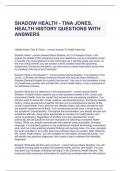 SHADOW HEALTH - TINA JONES, HEALTH HISTORY QUESTIONS WITH ANSWERS