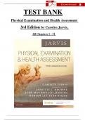 Test Bank For Physical Examination and Health Assessment, 3rd Canadian Edition by Carolyn Jarvis, Complete Chapters 1 - 31, 100 % Verified Latest Version