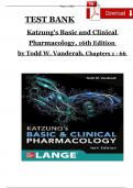 Test Bank For Katzung's Basic and Clinical Pharmacology, 16th Edition By Todd W. Vanderah, Complete 2024 Chapters 1 - 66, 100 % Verified Latest Version