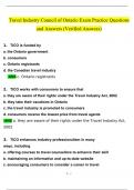Travel Industry Council of Ontario Exam Practice  Questions and Answers 2024 &sol; 2025 &vert; 100&percnt; Verified Answers
