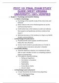 PSYC 101 FINAL EXAM STUDY  GUIDE (WEST VIRGINIA  UNIVERSITY) 100% VERIFIED