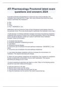 ATI Pharmacology Proctored latest exam  questions and answers 2024