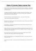 State of Colorado Sales License Test Questions and answers latest update 