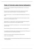 State of Colorado sales license test&lpar;pearls &rpar; Questions and answers latest update 