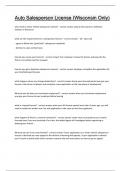 Auto Salesperson License &lpar;Wisconsin Only&rpar; Questions and answers latest update 