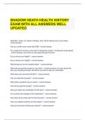 SHADOW  HEALTH HISTORY EXAM WITH ALL ANSWERS WELL UPDATED