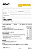2023 AQA AS CHEMISTRY 7404/1 Paper 1 Inorganic and Physical Chemistry Question Paper & Mark scheme (Merged) June 2023 [VERIFIED]