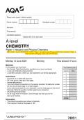 2023 AQA A-level CHEMISTRY 7405/1 Paper 1 Inorganic and Physical Chemistry Question Paper & Mark scheme (Merged) June 2023 [VERIFIED]
