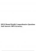 HESI Mental Health Comprehensive Questions And Answers 100%Accuracy.