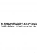 Test Bank For Spreadsheet Modeling And Decision Analysis A Practical Introduction To Business Analytics 9th Edition Cliff Ragsdale &vert; All Chapter 1-15 &vert; Complete Latest Version 2024&period;