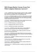 2024 Oregon Barber License Exam Test  With Complete Elaborate Answers!!