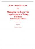 Solutions Manual for Managing the Law The Legal Aspects of Doing Business 6th Edition (Canadian Edition) Mitchell McInnes, Ian Kerr, Anthony VanDuzer, Malcolm Lavoie (All Chapters, 100% Original Verified, A+ Grade)