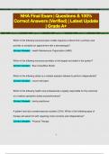 NHA Final Exam &vert; Questions & 100&percnt;  Correct Answers &lpar;Verified&rpar; &vert; Latest Update  &vert; Grade A&plus;