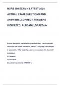 NUR 280 EXAM 1 STUDY LATEST 2024  ACTUAL EXAM QUESTIONS WITH  CORRECT ANSWERS GRADE A+