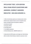 PHTLS-POST TEST ,1OTH EDITION  REAL EXAM UPDATE QUESTIONS AND  ANSWERS ,CORRECT ANSWERS  INDICATED 2023-2024-GRADED A+