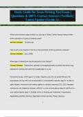 Study Guide for Texas Driving Test Exam &vert;  Questions & 100&percnt; Correct Answers &lpar;Verified&rpar; &vert;  Latest Update &vert; GradeA&plus;