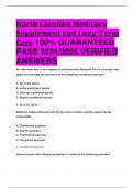 BEST ANSWERS North Carolina Medicare Supplement and Long-Term Care 100&percnt; GUARANTEED  PASS 2024&sol;2025 VERIFIED  ANSWERS