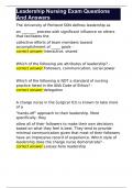 Leadership Nursing Exam Questions And Answers 