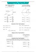 Trigonometric Formula Sheet Definition of the Trig Functions
