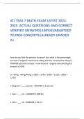 ATI TEAS 7 MATH EXAM LATEST 2024-2025  ACTUAL QUESTIONS AND CORRECT VERIFIED ANSWERS|100%GUARANTEED TO PASS CONCEPTS|ALREADY GRADED A+