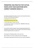 PROMETRIC CNA PRACTICE TEST ACTUAL  EXAM LATEST 2024 QUESTIONS WITH CORRECT ANSWERS GRADE A+    