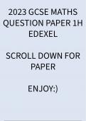 GCSE EDEXEL MATHEMATICS QUESTION PAPER 1H 2023