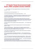 &Tab;UT Austin Texas Government Credit Exam &vert; With complete solution 2024&sol;25