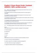 English 3 Exam Study Guide &vert; Updated 2024&sol;25 &vert; 100&percnt; verified correct