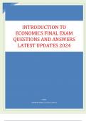 INTRODUCTION TO  ECONOMICS FINAL EXAM  QUESTIONS AND ANSWERS  LATEST UPDATES 2024