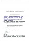 Midterm Exam a1 - Practice questions     Nursing (Walden University)    NRNP 6531 week 3 Knowledge Check: Module 1: Advanced Nursing Practice Competencies, Integumentary, and HEENT Conditions