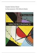 Complete Solution Manual for Macroeconomics, 10th Edition, (N. Gregory Mankiw)latest edition perfect solution A+