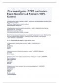 Fire investigator - TCFP curriculum Exam Questions & Answers 100%  Correct
