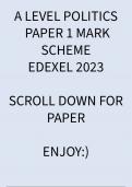 A LEVEL 2023 Edexel Politics Question Paper 1 with Mark Scheme