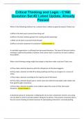 Critical Thinking and Logic - C168&colon; Question Set &num;2 Latest Update&comma; Already Passed
