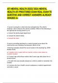 ATI MENTAL HEALTH 2023&sol; 2024 MENTAL HEALTH ATI PROCTORED EXAM REAL EXAM 70 QUESTINS AND CORRECT ANSWERS ALREADY GRADED A&plus;