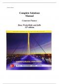 Complete Solutions Manual Corporate Finance Ross, Westerfield, and Jaffe 12th edition ||latest edition 2024  graded A+