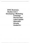 BTEC Business Studies Unit 2 Developing a Marketing Campaign Decreal Gear Latest Update 2024-2025