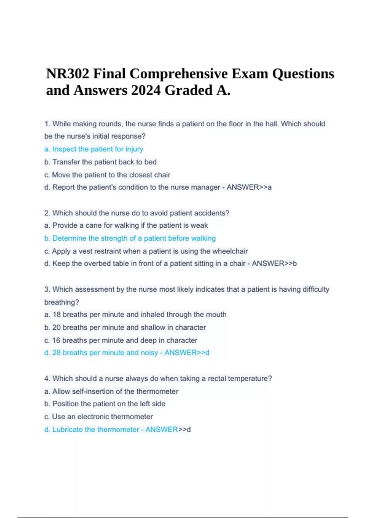 NR302 Final Comprehensive Exam Questions and Answers 2024 Graded A ...