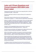 Letrs unit 2 Exam Questions and  Correct Answers 2023-2024 Letrs  Exam Latest