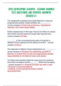 2024 DEVELOPING LEADERS - LEADING MARINES  TEST QUESTIONS AND VERIFIED ANSWERS  GRADED A&plus;