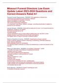 Missouri Funeral Directors Law Exam Update Latest 2023-2024 Questions and  Correct Answers Rated A&plus;